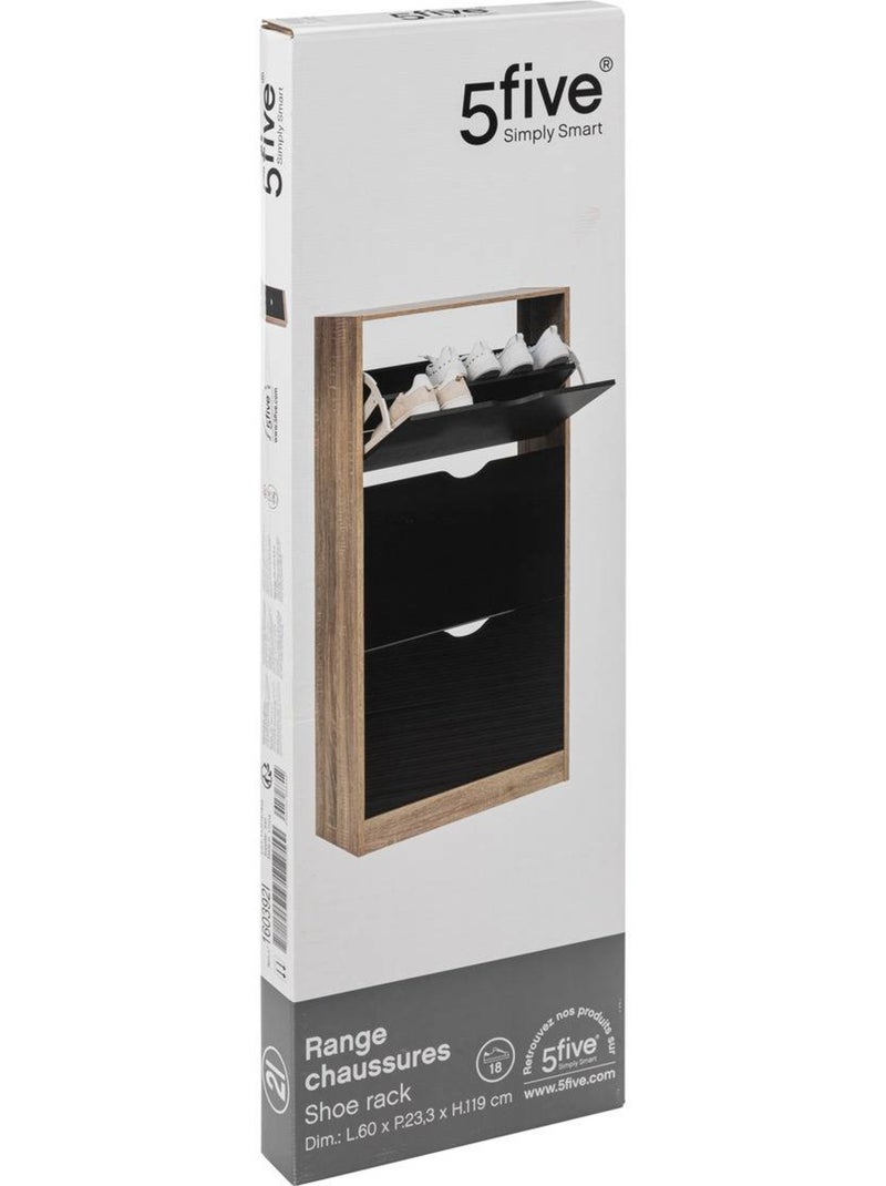 Meuble range-chaussures 3 tiroirs/Effet chêne DRAWY Noir - Kiabi