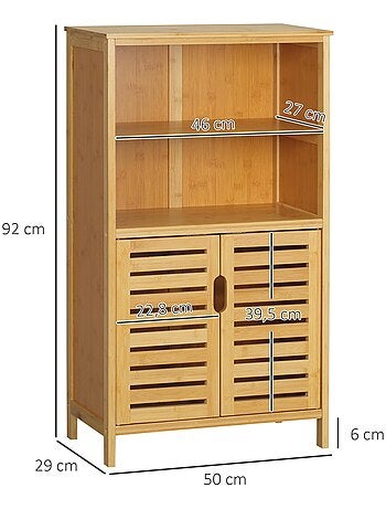 Meuble rangement bas salle de bain bambou