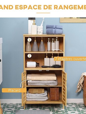 Meuble rangement bas salle de bain bambou