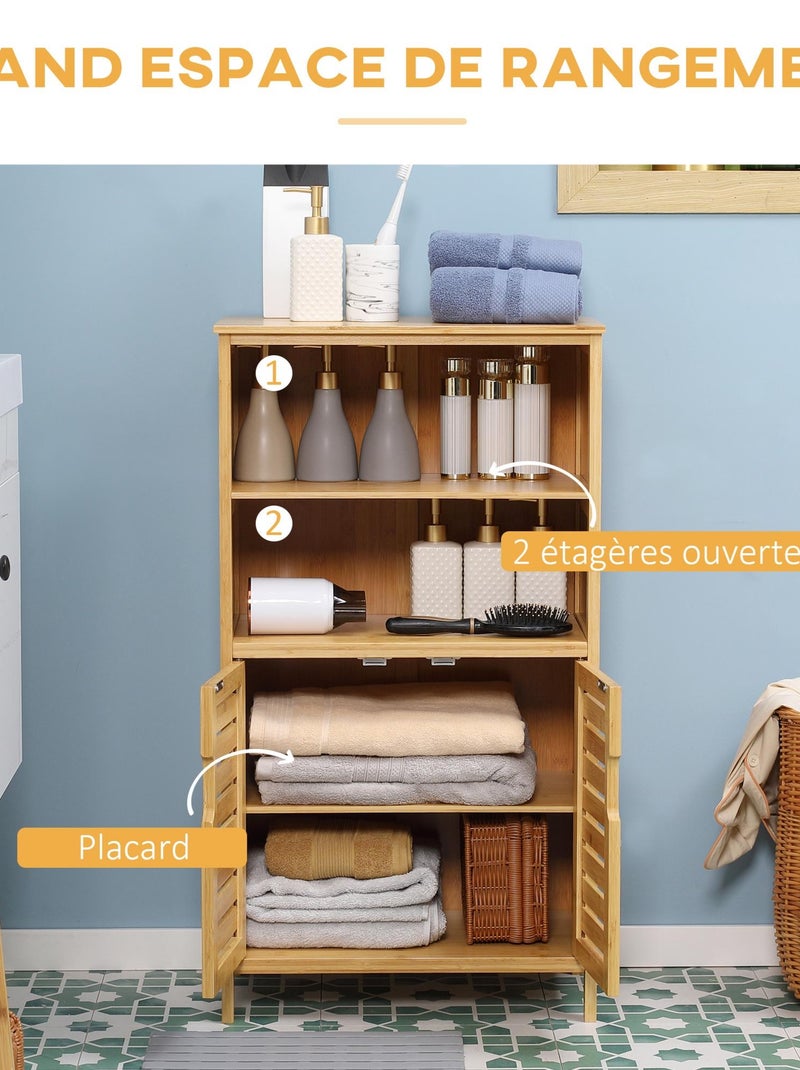 Meuble rangement bas salle de bain bambou Beige - Kiabi