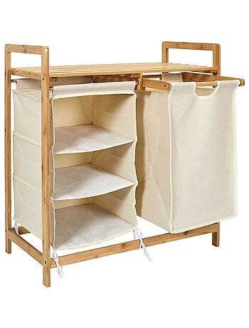 Meuble rangement compartiments support bambou