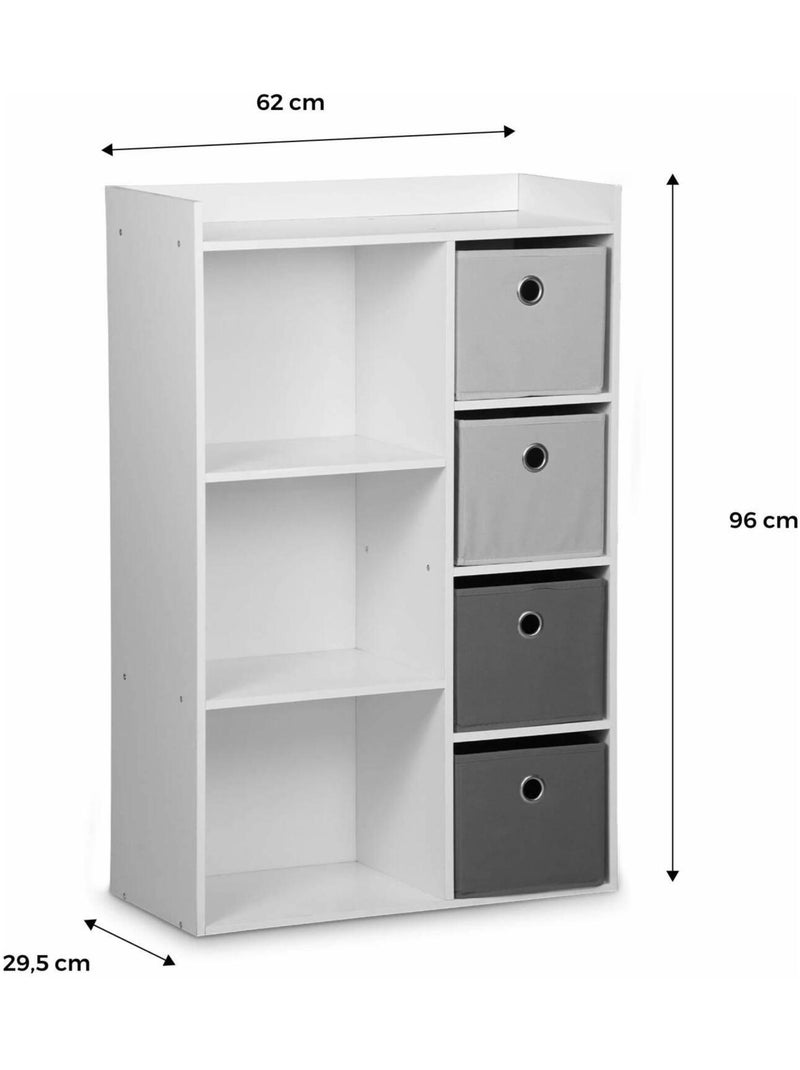 Meuble rangement enfant 4 paniers Camille Bleu - Kiabi