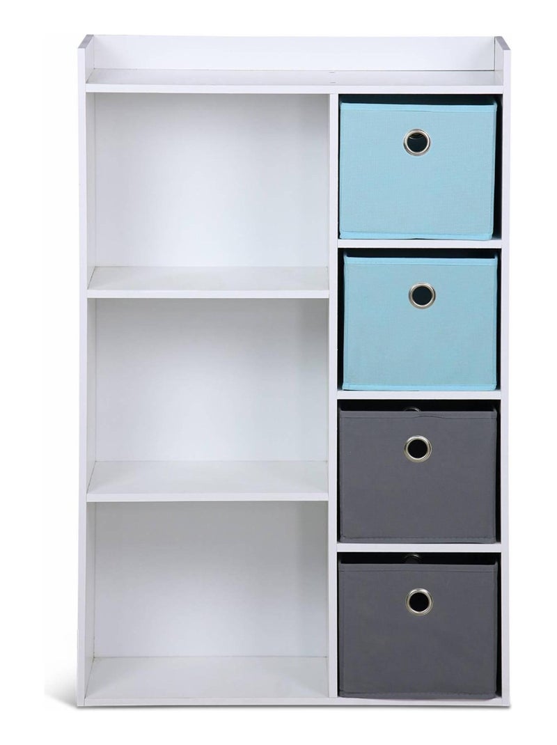 Meuble rangement enfant 4 paniers Camille Bleu - Kiabi