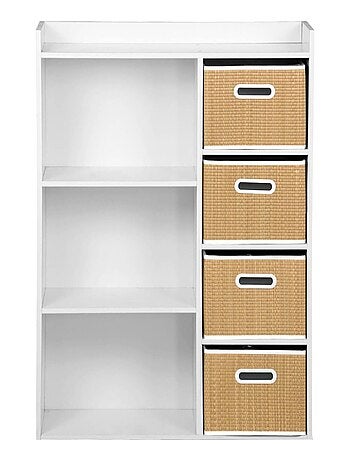 Meuble rangement enfant 4 paniers fibre végétale Camille