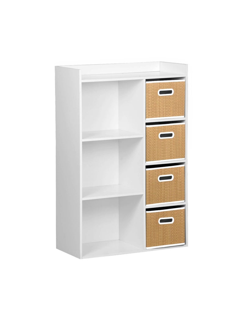 Meuble rangement enfant 4 paniers fibre végétale Camille Marron - Kiabi