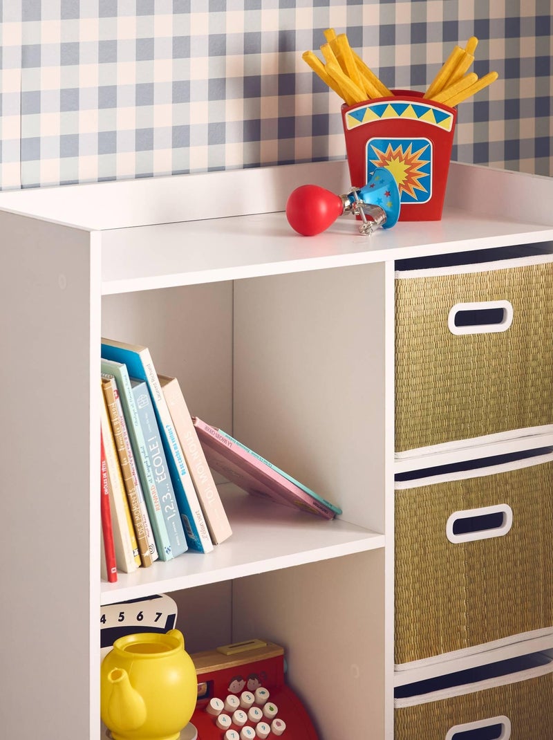 Meuble rangement enfant 4 paniers fibre végétale Camille Marron - Kiabi