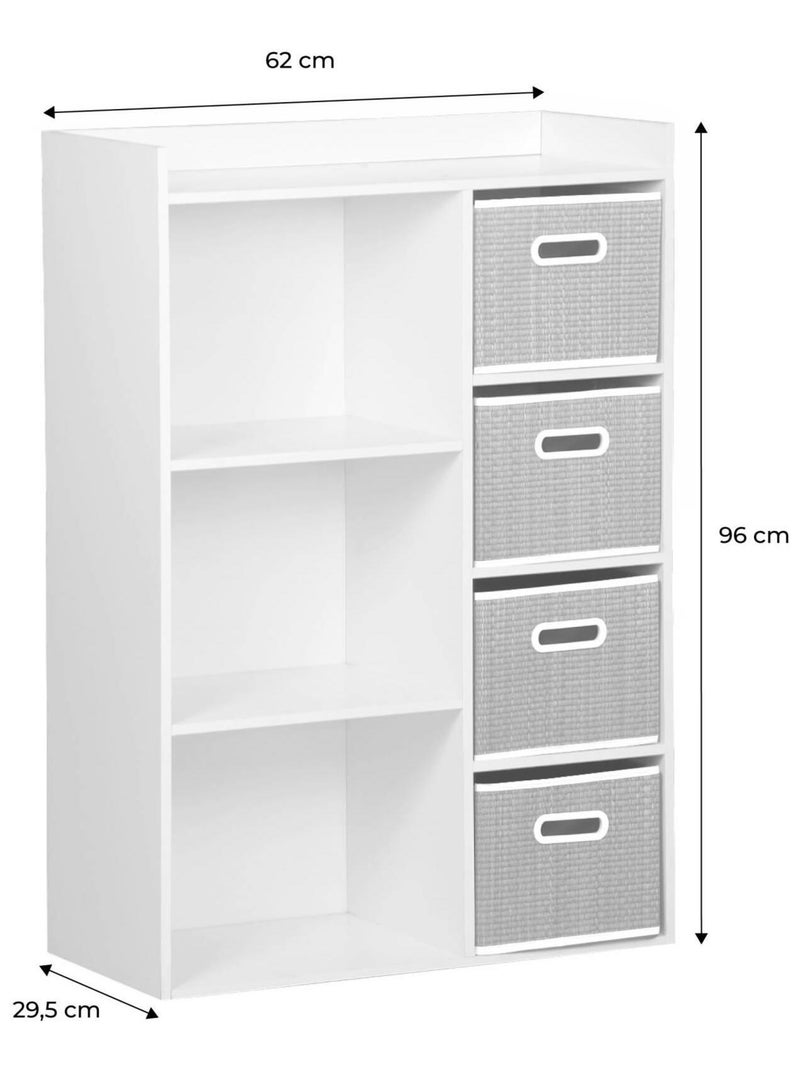 Meuble rangement enfant 4 paniers fibre végétale Camille Marron - Kiabi