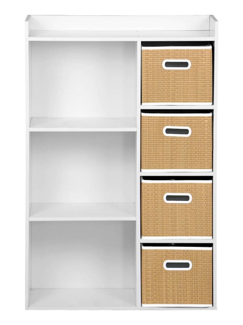 Meuble rangement enfant 4 paniers fibre végétale Camille Marron - Kiabi