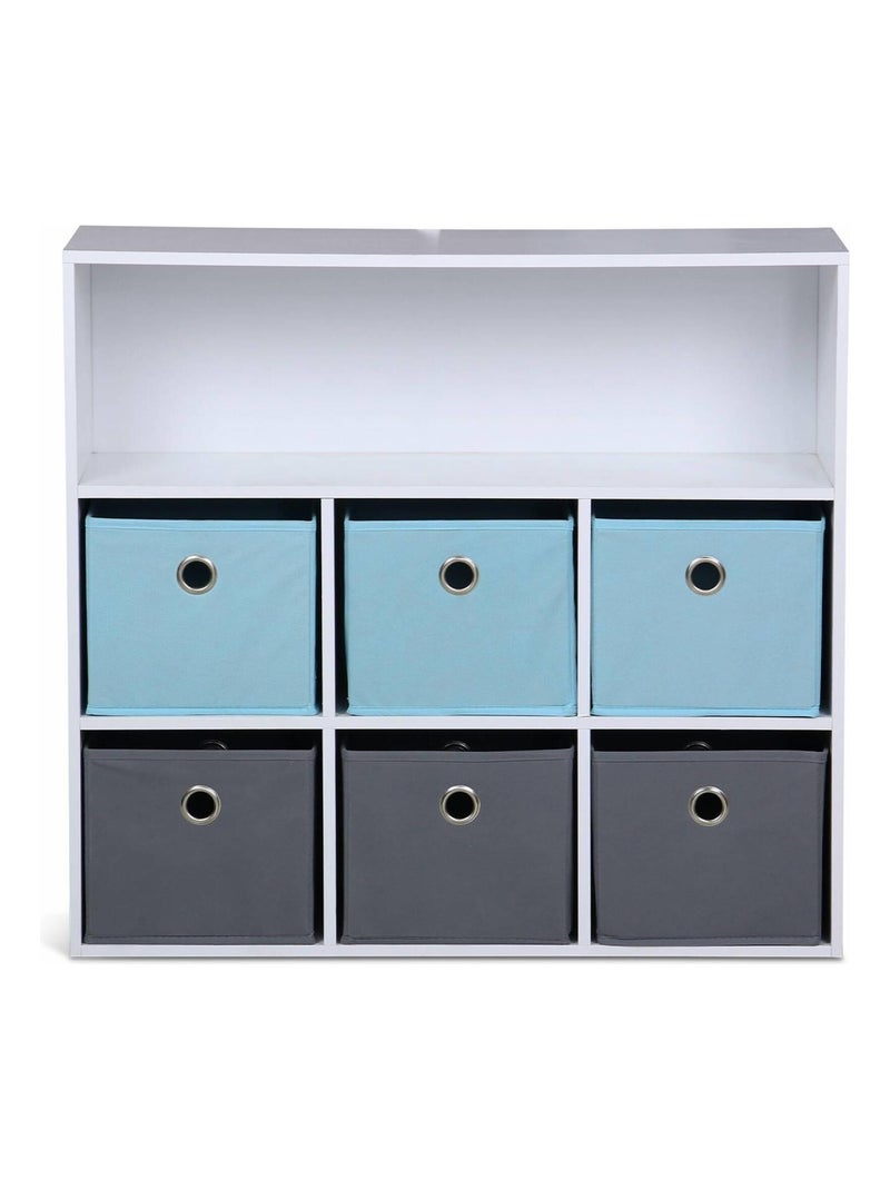 Meuble rangement enfant 6 paniers Camille Bleu - Kiabi