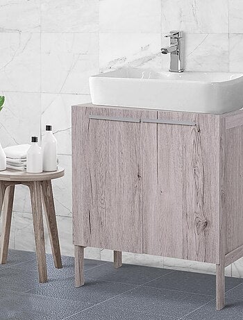 Meuble salle de bain - meuble sous-vasque MDF imitation bois gris