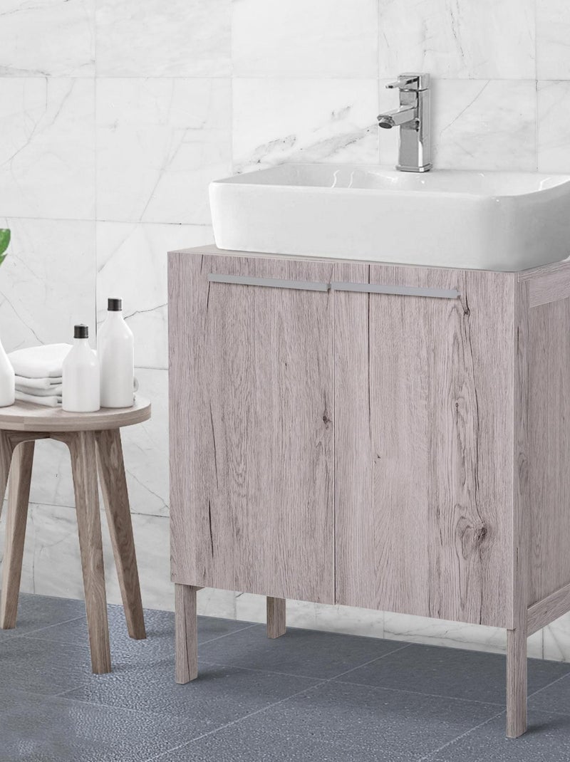 Meuble salle de bain - meuble sous-vasque MDF imitation bois gris Gris - Kiabi