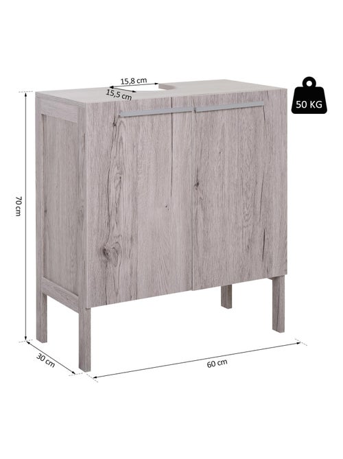 Meuble salle de bain - meuble sous-vasque MDF imitation bois gris - Kiabi