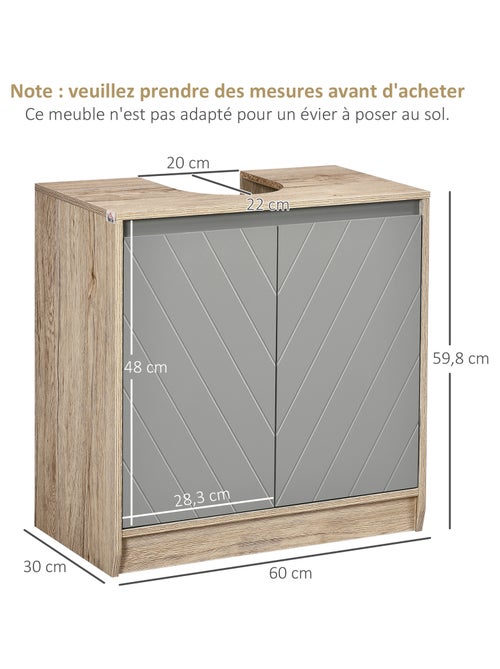 Meuble salle de bain - meuble sous-vasque panneaux particules chêne clair gris - Kiabi