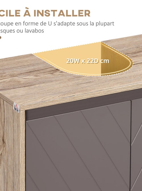 Meuble salle de bain - meuble sous-vasque panneaux particules chêne clair gris - Kiabi