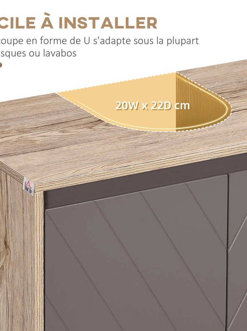 Meuble salle de bain - meuble sous-vasque panneaux particules chêne clair gris Gris - Kiabi