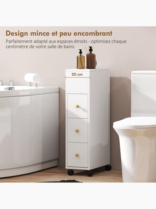 Meuble salle de bain wc mobile 3 tiroirs 5 niches bois blanc - Kiabi