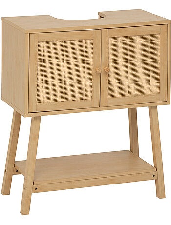 Meuble sous-lavabo 2 portes en cannage cane