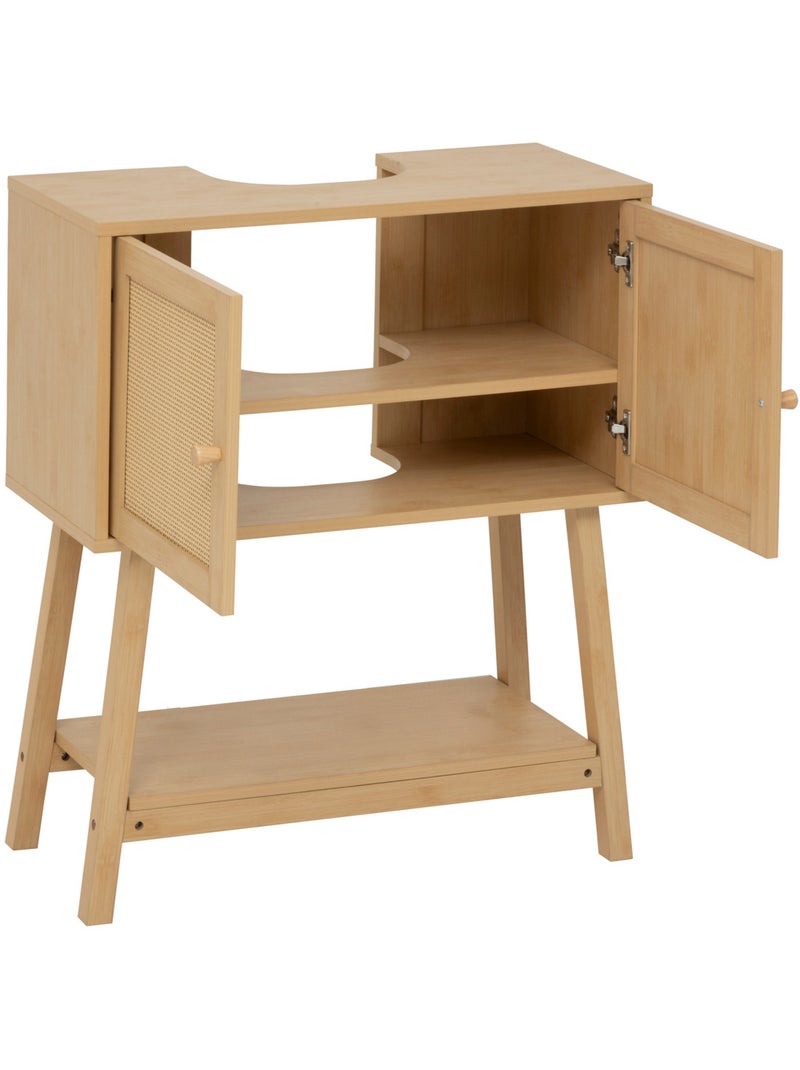 Meuble sous-lavabo 2 portes en cannage CANE Marron - Kiabi