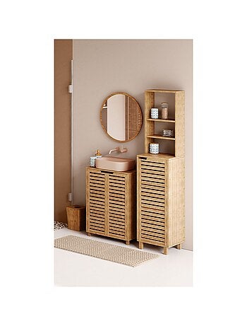 Meuble sous lavabo en bambou Sicela - 60 x H. 80 cm - Marron