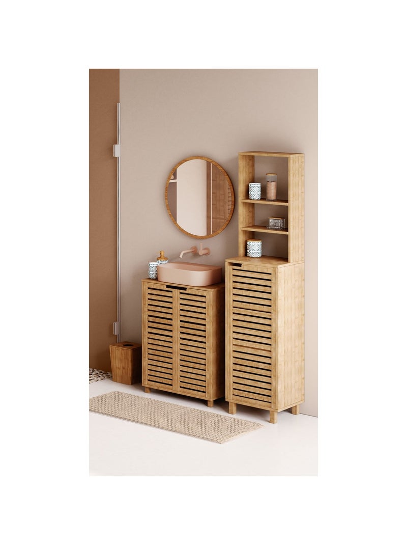 Meuble sous lavabo en bambou Sicela - 60 x H. 80 cm - Marron Marron - Kiabi