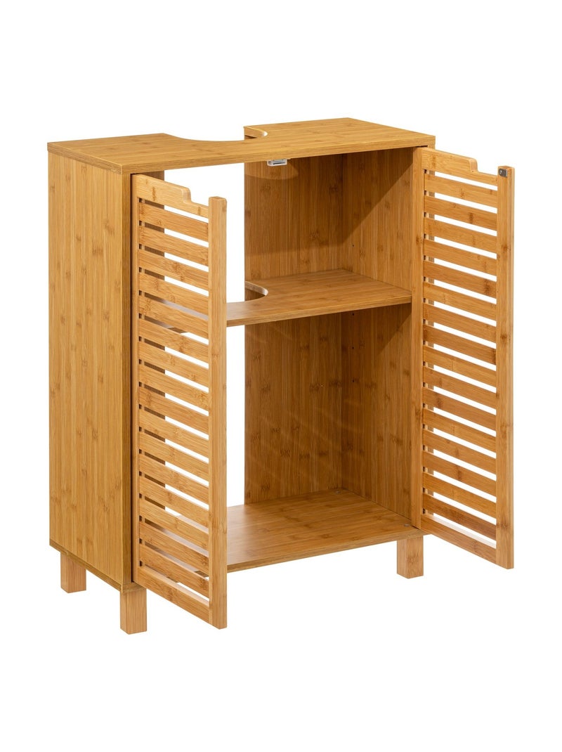 Meuble sous lavabo en bambou Sicela - 60 x H. 80 cm - Marron Marron - Kiabi