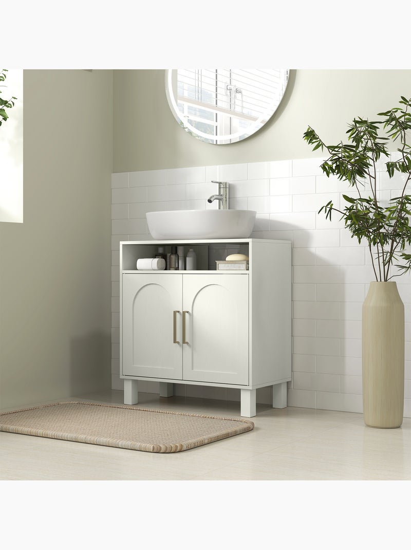 Meuble sous vasque - 2 portes, étagère, niche - crème Beige/Blanc - Kiabi