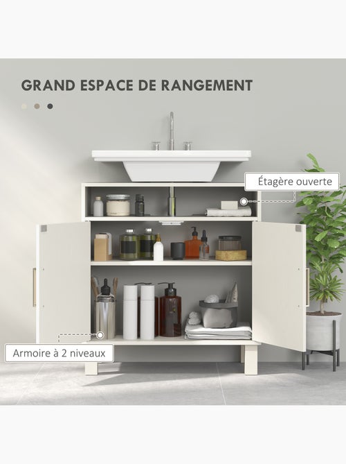 Meuble sous vasque - 2 portes, étagère, niche - crème - Kiabi