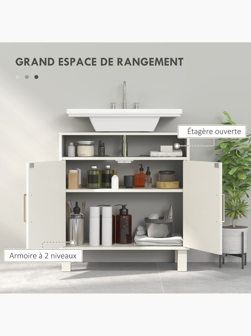 Meuble sous vasque - 2 portes, étagère, niche - crème Beige/Blanc - Kiabi