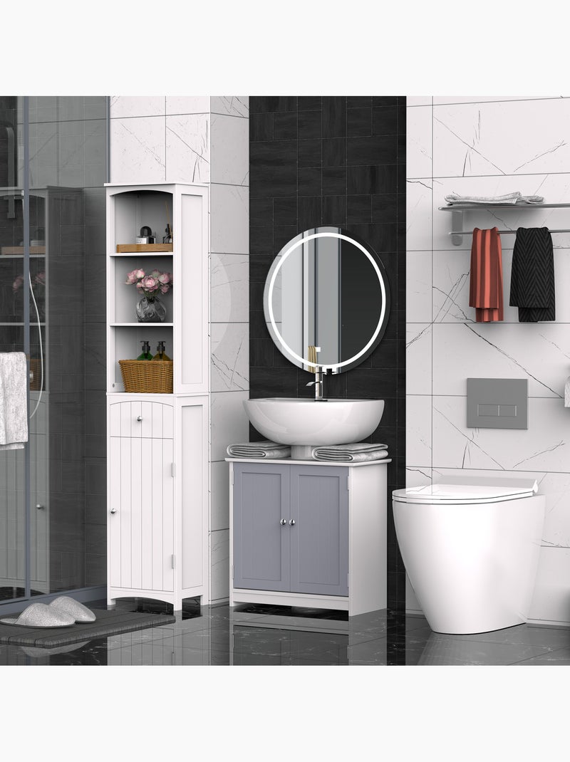 Meuble sous-vasque - placard 2 portes avec étagère - mdf gris blanc Gris - Kiabi