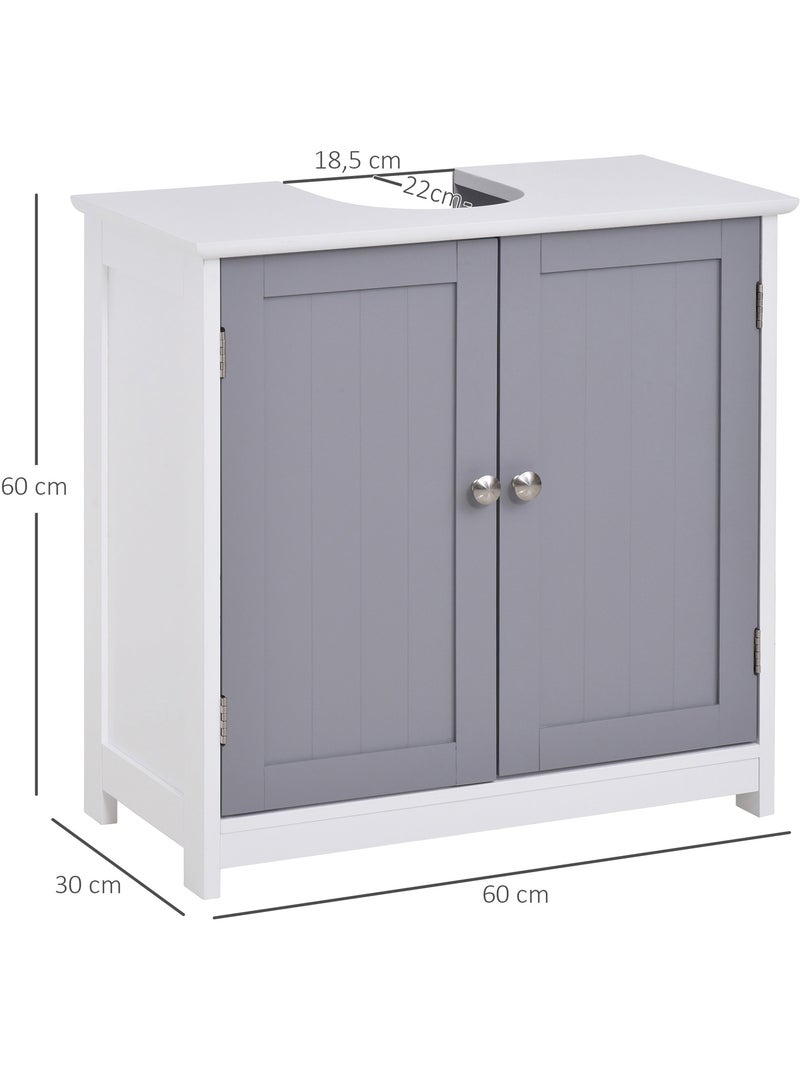Meuble sous-vasque - placard 2 portes avec étagère - mdf gris blanc Gris - Kiabi