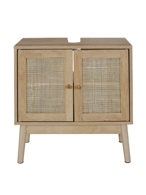 Meuble sous vasque 2 portes Bali en cannage - Marron - Kiabi