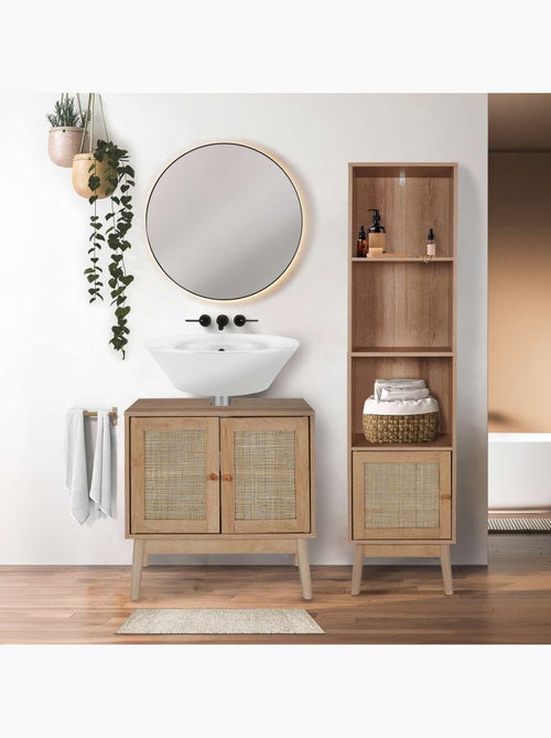 Meuble sous vasque 2 portes Bali en cannage - Marron - Kiabi