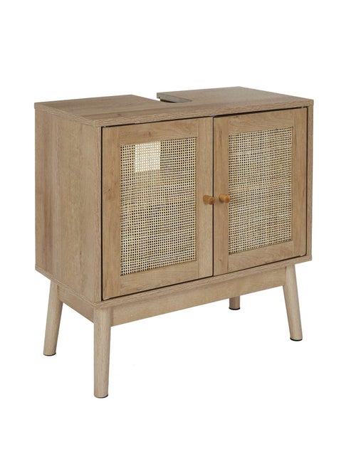 Meuble sous vasque 2 portes Bali en cannage - Marron - Kiabi
