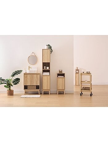 Meuble sous vasque 2 portes et 1 niche effet bois naturel ABANA - Beige