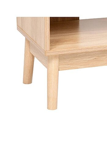 Meuble sous vasque 2 portes et 1 niche effet bois naturel ABANA - Beige