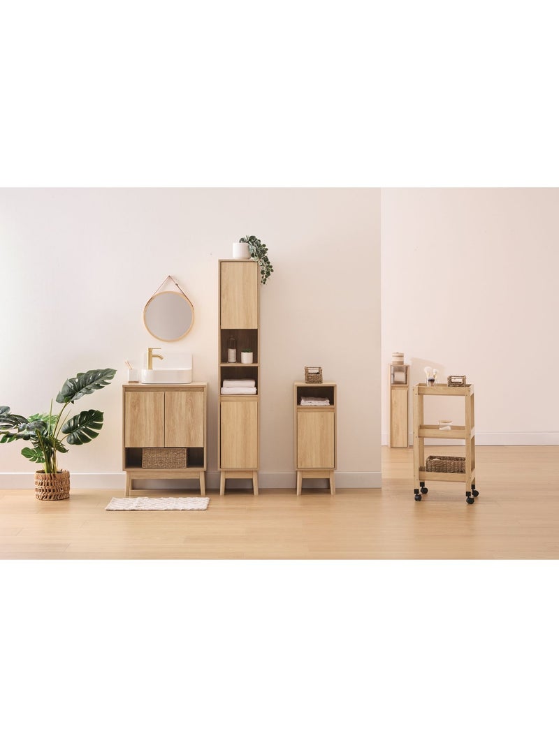 Meuble sous vasque 2 portes et 1 niche effet bois naturel ABANA - Beige Beige - Kiabi