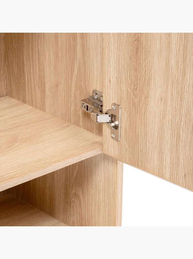 Meuble sous vasque 2 portes et 1 niche effet bois naturel ABANA - Beige Beige - Kiabi