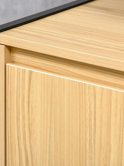 Meuble sous-vasque 2 portes étagère acier aspect bois clair - Kiabi