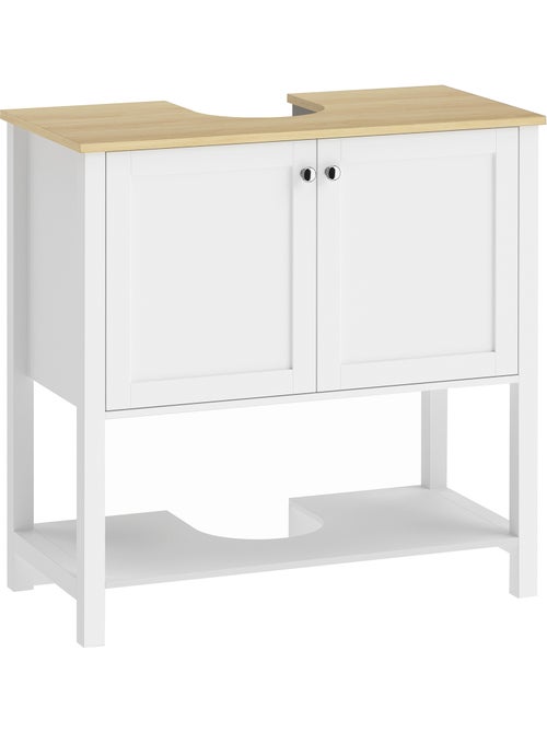 Meuble sous vasque 2 portes étagère blanc effet bois clair - Kiabi