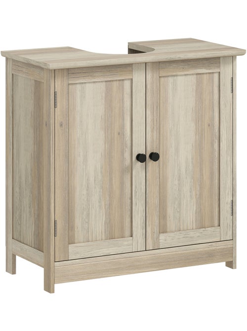 Meuble sous vasque 2 portes étagère effet bois clair - Kiabi