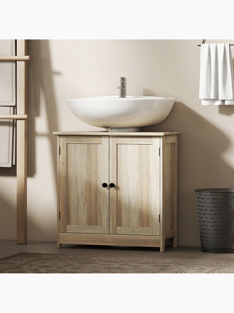 Meuble sous vasque 2 portes étagère effet bois clair Beige - Kiabi