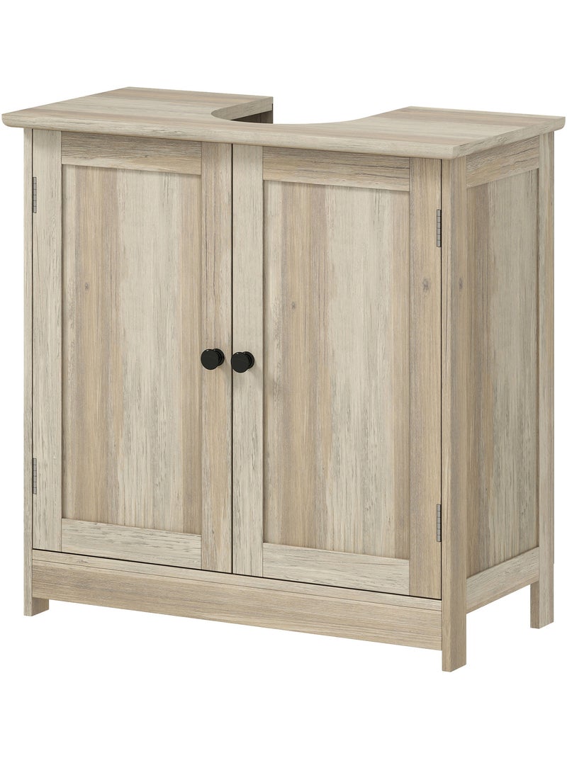 Meuble sous vasque 2 portes étagère effet bois clair Beige - Kiabi