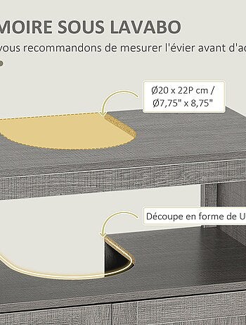 Meuble sous-vasque 2 portes niche aspect bois gris