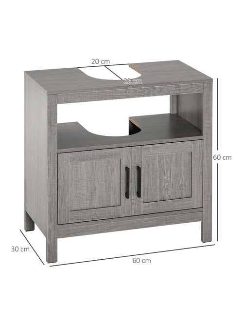Meuble sous-vasque 2 portes niche aspect bois gris - Kiabi Meuble sous-vasque 2 portes niche aspect bois gris - Kiabi
