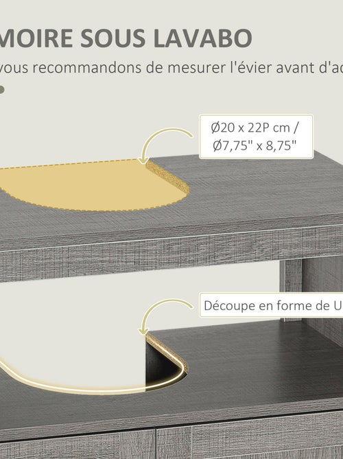 Meuble sous-vasque 2 portes niche aspect bois gris - Kiabi Meuble sous-vasque 2 portes niche aspect bois gris - Kiabi