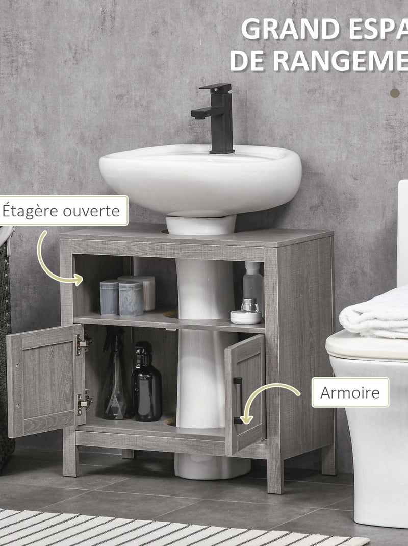 Meuble sous-vasque 2 portes niche aspect bois gris Gris - Kiabi