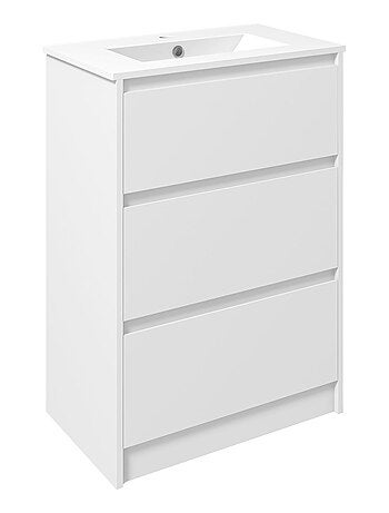 Meuble sous-vasque 2 tiroirs avec vasque blanc laqué