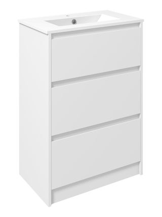 Meuble sous-vasque 2 tiroirs avec vasque blanc laqué