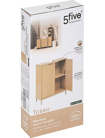 Meuble sous vasque bois rainuré tasso