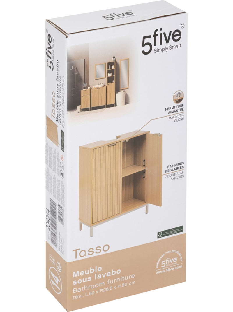 Meuble sous vasque bois rainuré TASSO Beige - Kiabi